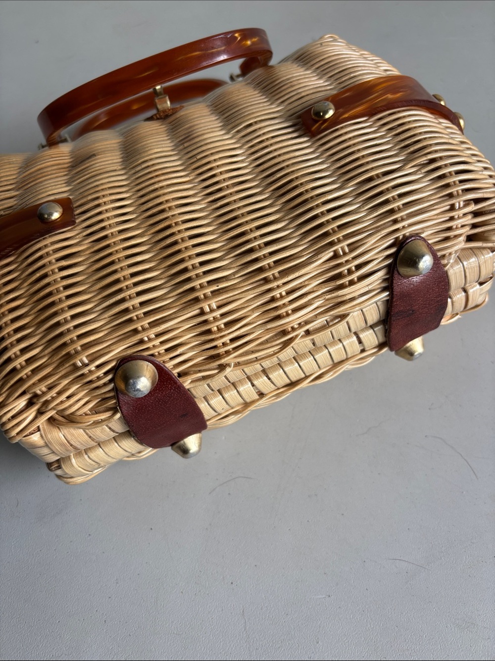 Vintage 1960s Rattan and lucite box bag - Women Bags - Picture 9 of 11